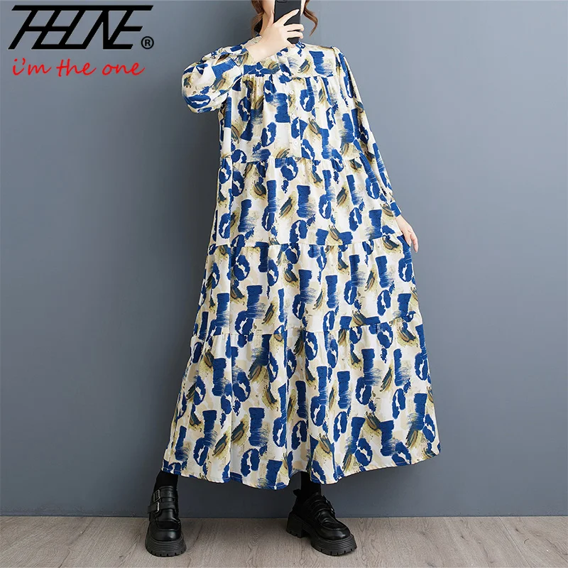 فستان ربيعي جديد مقاس كبير للنساء 2025 رداء برقبة...