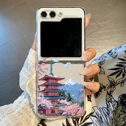 Anime - Inspired Fuji Mountain Blossom Clear Phone Case for Samsung ZFlip 8 (Style 1)