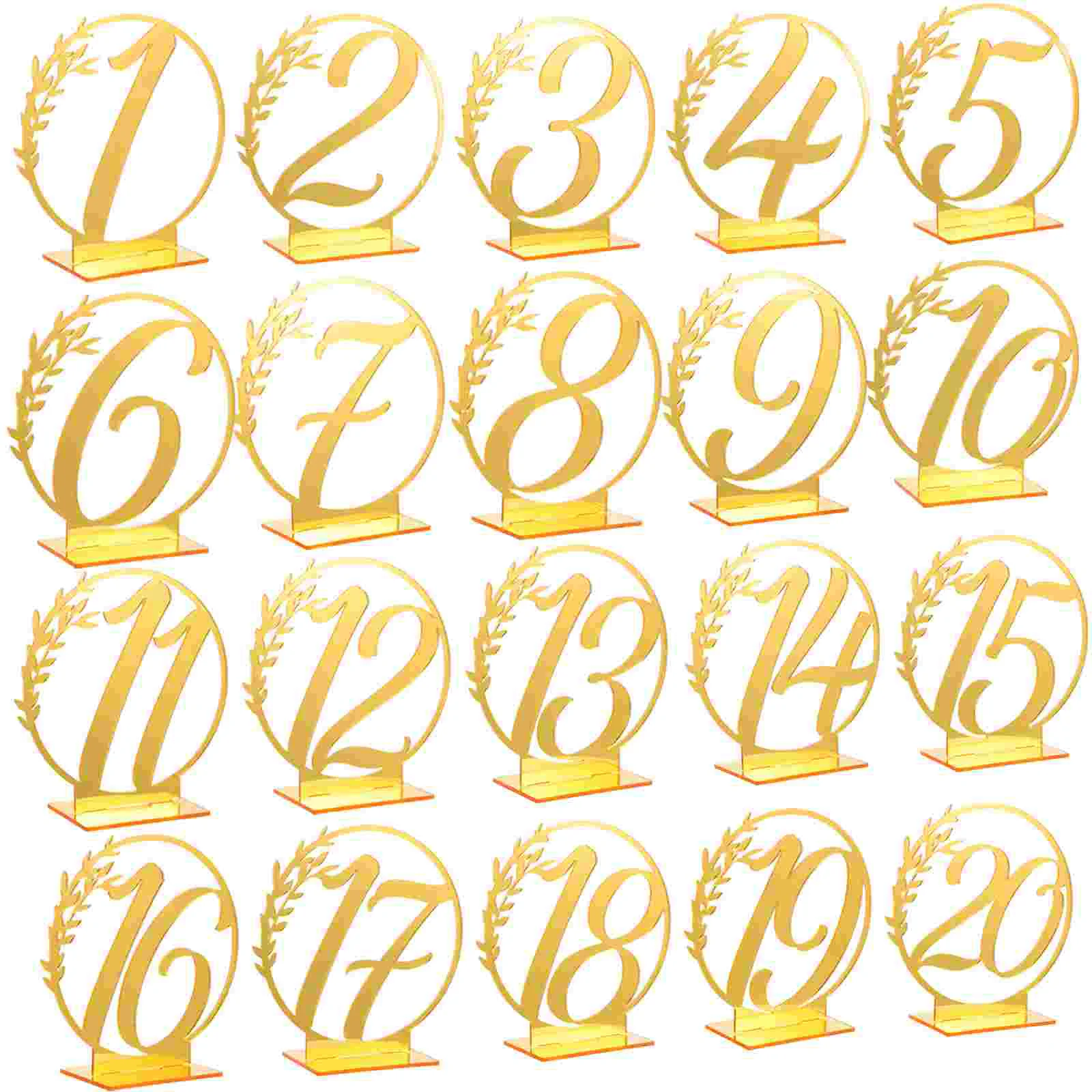 20 Pcs Table Numbers Wedding Decor Party Acrylic Sign Bride Double Sided Dining Room