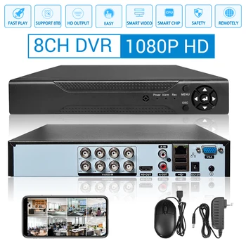 H.265 8CH HD DVR Video Surveillance DVR 5-in-1 Digital Video Recorder for Smart Security Camera System PIR Motion Detection DVR 1