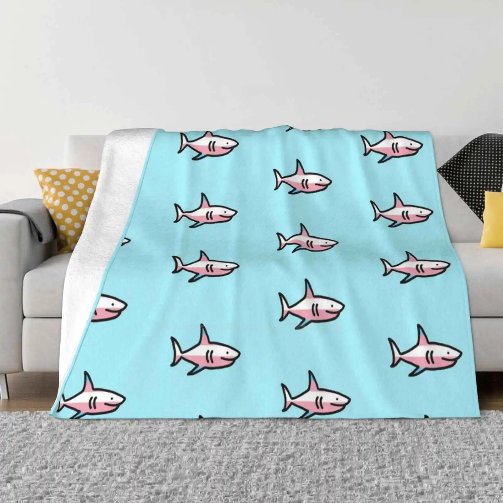 Happy Trans Shark Quattro Stagioni Confortevole Coperta Morbida Calda Happy Shark Lgbtq Pride
