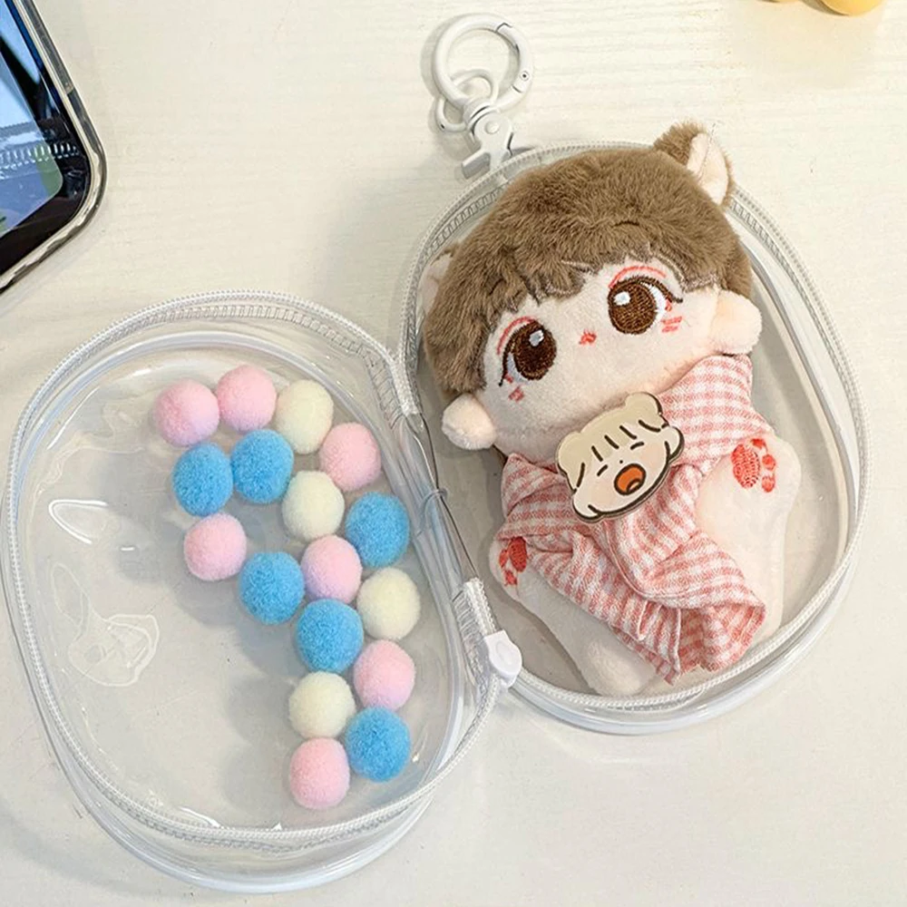 Clear Doll Outdoor Bag Mini Plush Dolls Storage Pouch For 15cm Plushy Doll Anime Cartoon Nendroid Toy Organzier storage bag toy storage case doll bag