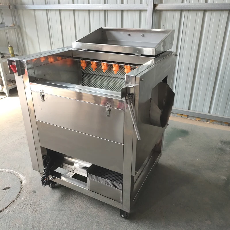 Electric Fruit Vegetable Skin Washing Peeler Automatic 200KG / H Potato Carrot Cleaning Peeling Machine Sweet Potato Ginger 2