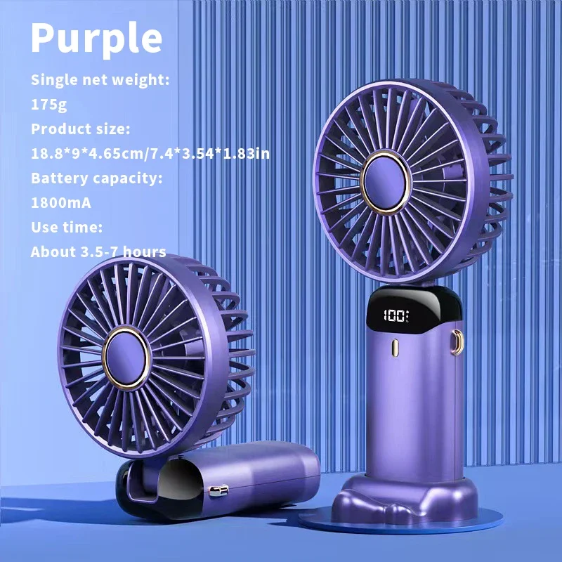 USB Handheld Mini Fan Cooler Foldable Portable Neck Hand Fans 5 Speed USB Rechargeable Fan with Phone Stand and Display Screen 7 S26066c1688b649829e82a8872fe2bdfeH