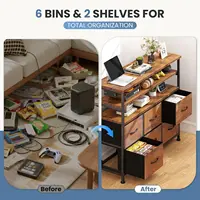 Wood TV Stand for 45-Inch TVs with LED Lights, Charging Station, 6 Drawers & Shelves for Living Room 5