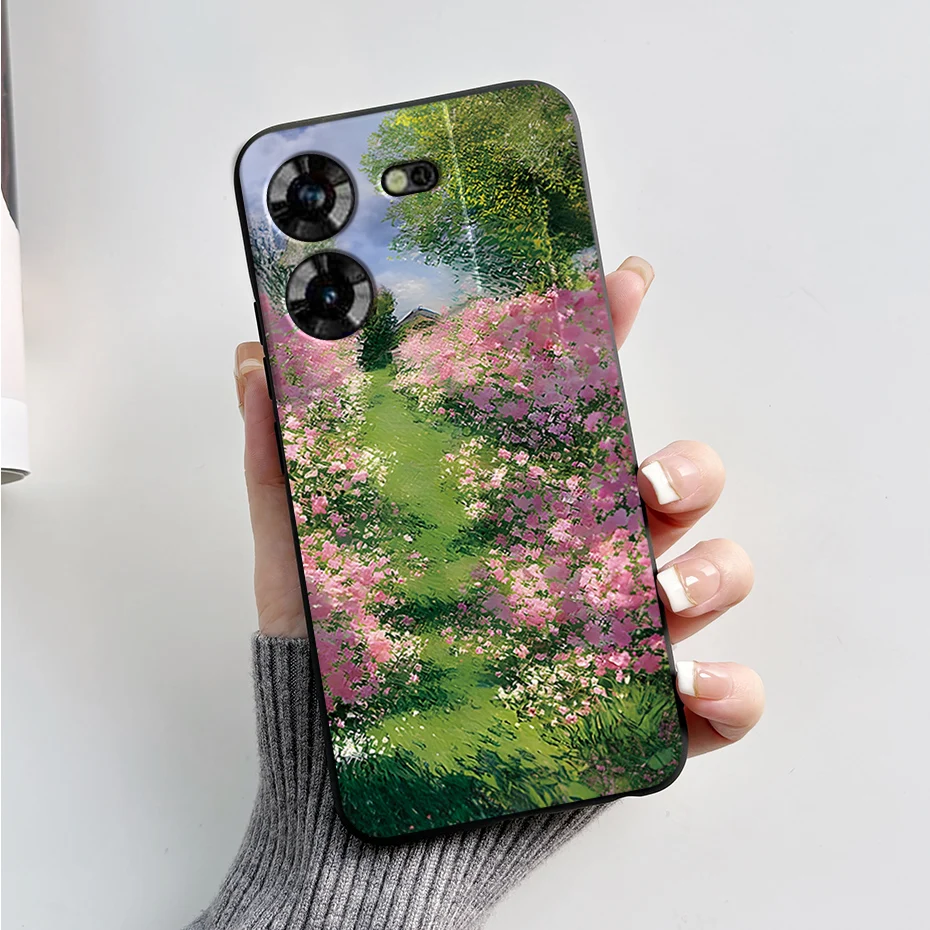 Stylish Black Silicone Phone Case with Pattern - Slim and Soft  Cover