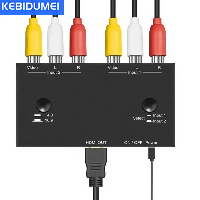 1080P 2 Way AV to HDMI-Compatible 2AV TO HDMI-Compatible 2RCA TO HDMI-Compatible Multi-Function Convenient Signal Converter