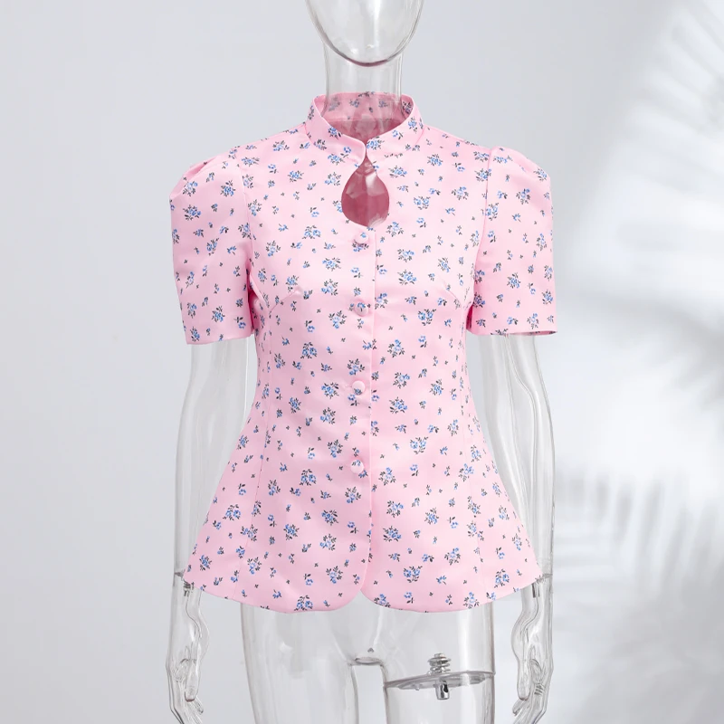 ตัวเลือกสินค้า เสื้อคลุมลายพิมพ์เข้ารูป แขนพองสั้น สวยหรู ฤดูร้อน 2026