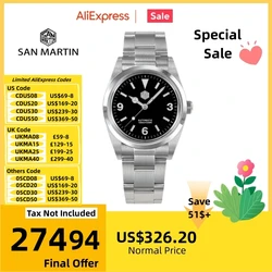 San Martin Watch Automactic Mechanical Waterproof Watches For Men Luxury 36mm Explore Sport Luminous Sapphire Saat SN0021B-1