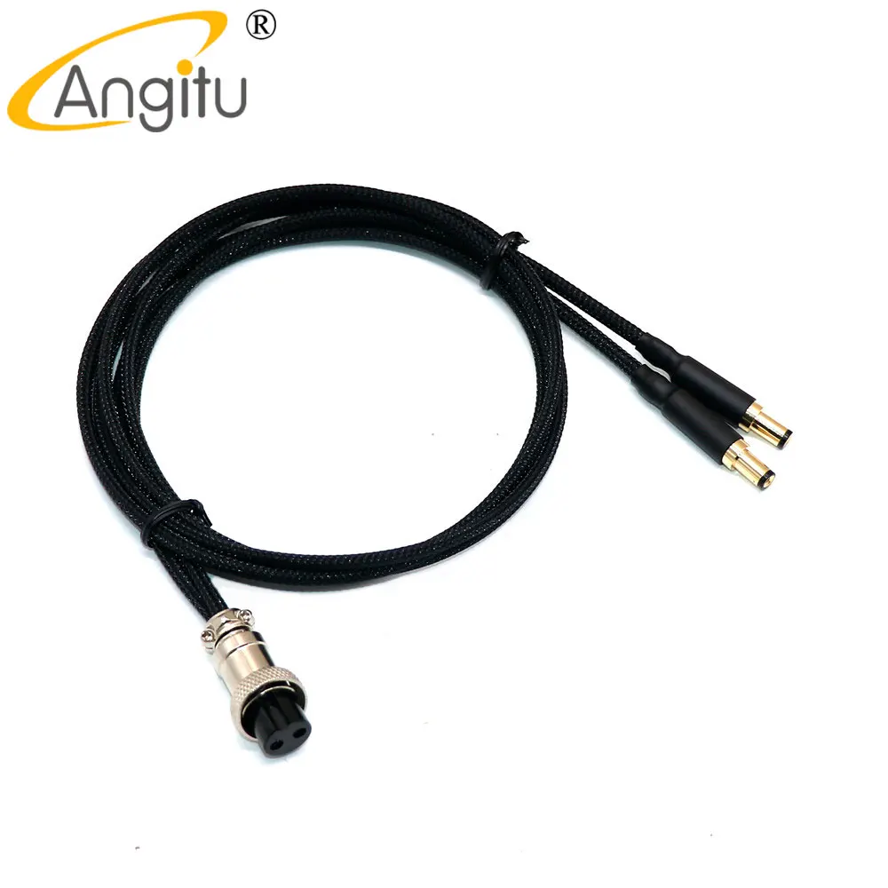 Angitu Audiophile Faça Você Mesmo Prata Chapeado Gx16 2pin para Dupla dc 3.5*1.5 5.5*2.1 5.5*2.5 mm Placa de Ouro Plug Cabo de Alimentação