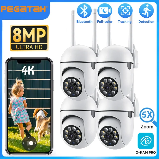 Caméras de Surveillance vidéo Wifi 2.4G 8MP, moniteur de Protection de sécurité intérieure IP, Zoom 5.0X, alarme de piste sans fil pour la maison, o-kam pro 1