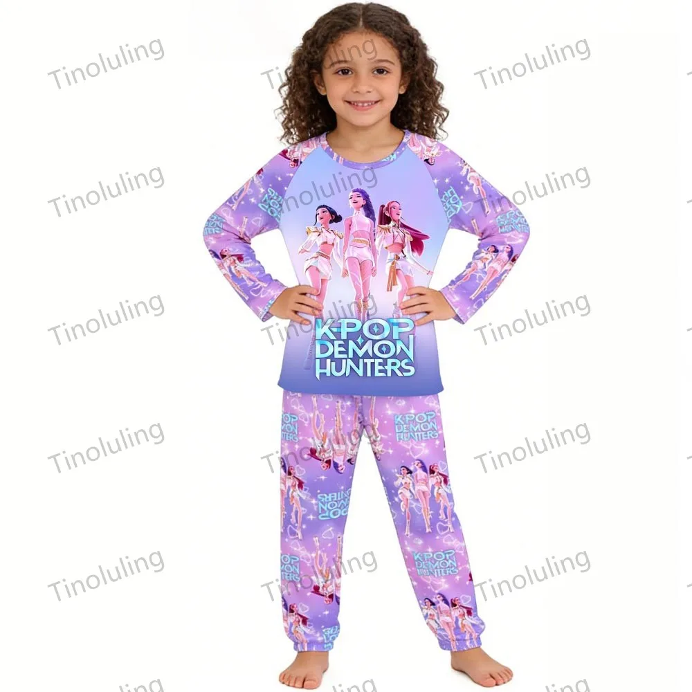 KPop Demon Hunters Huntrix Kids Pajamas Set Long Sleeve Girls Clothing 2pcs Children's Sleepwear Cartoon Boys Nightwear 3-14Y S26070d8bc32c426a8b18fa22ac63dc4eZ