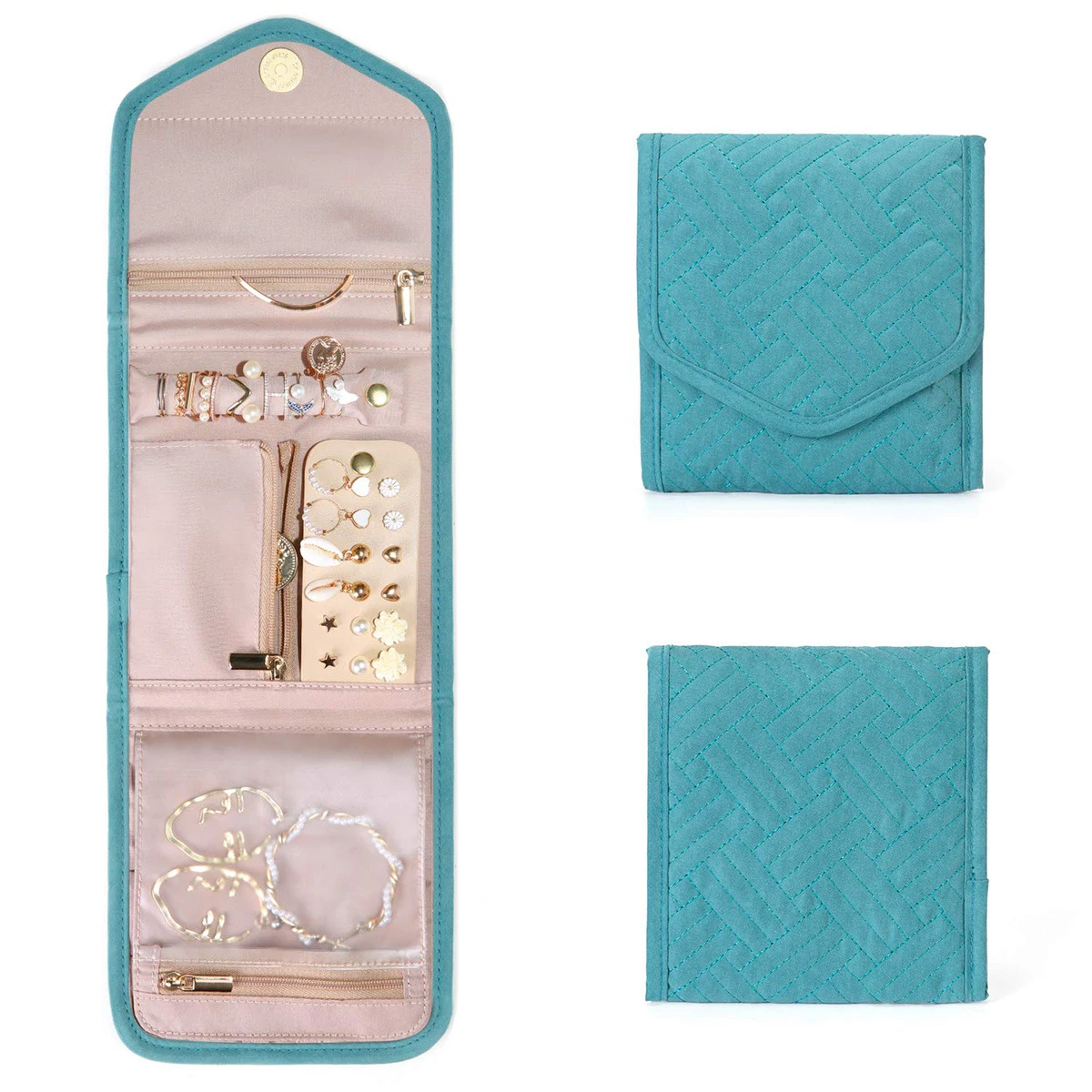 Travel-Ready Portable Jewelry Organizer: Roll & Zippered Travel-Ready Portable Jewelry Organizer: Roll & Zippered