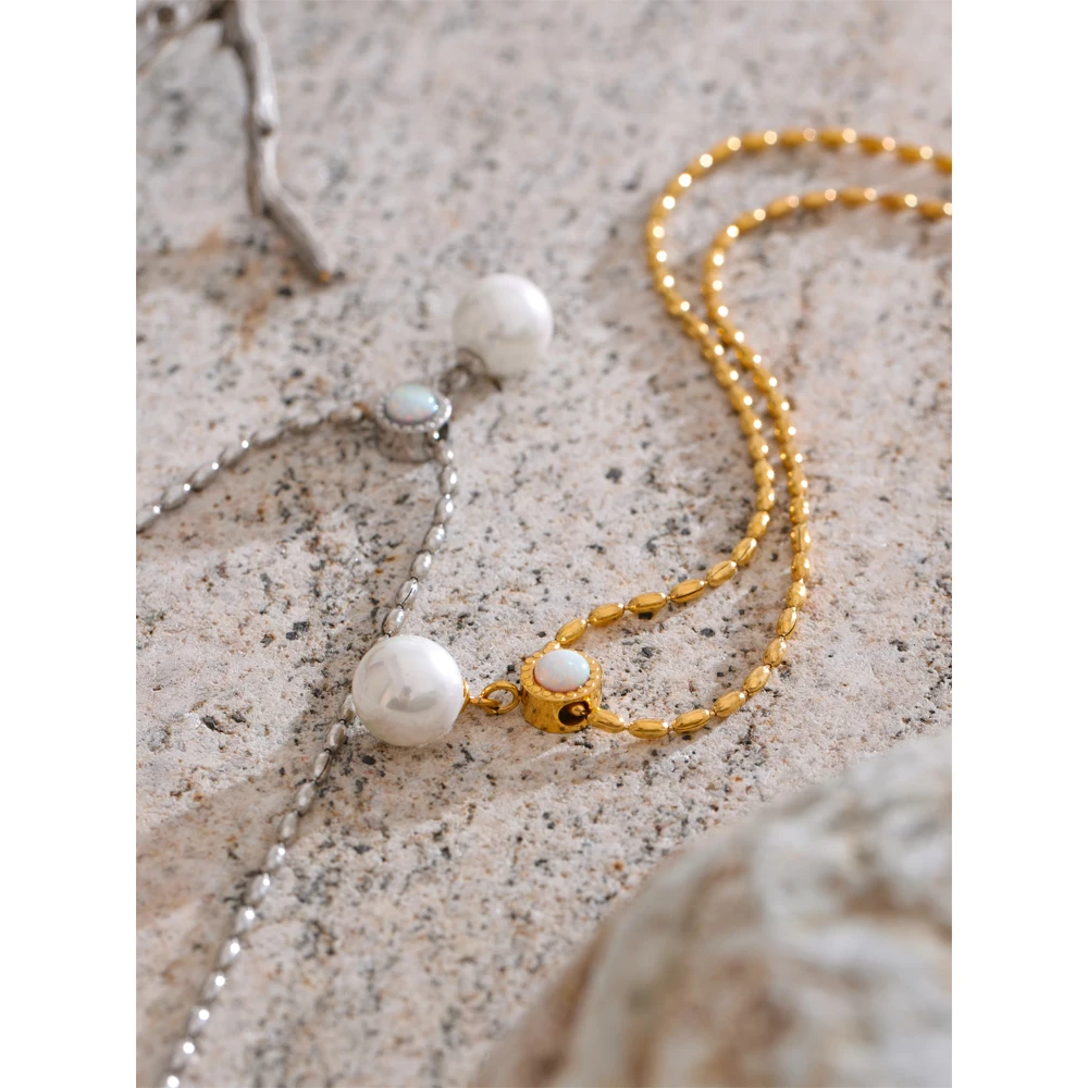Yhpup Pendant Necklace Shell Stainless Steel