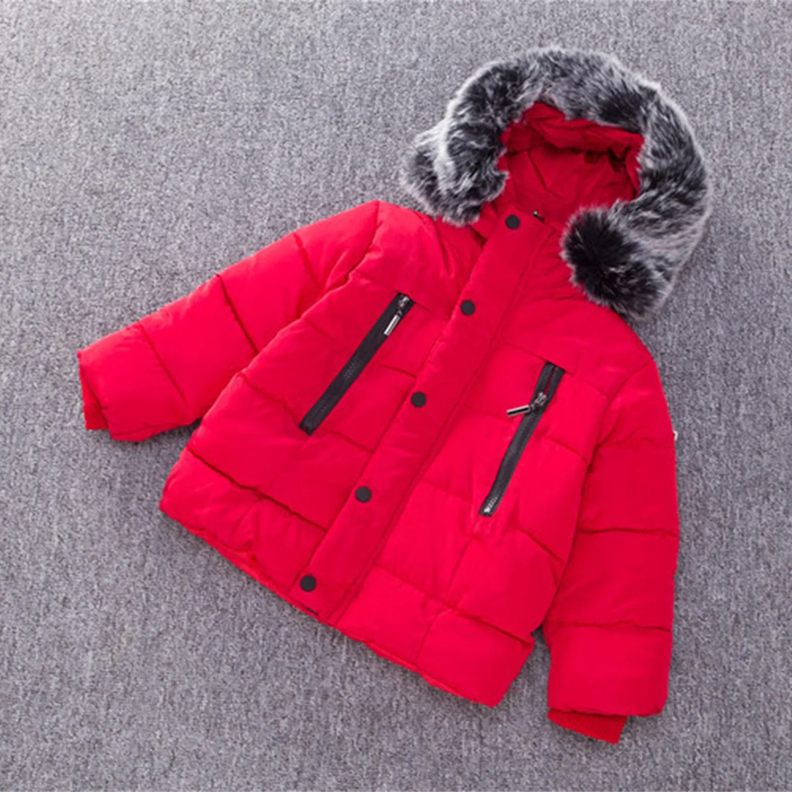 Baby Winter Coat Faux Fur Collar Hooded Jacket Snowsuit 1~6Years Toddler Kids Boys Girls Snow Clothes 2t 3t 4t 5t Coats