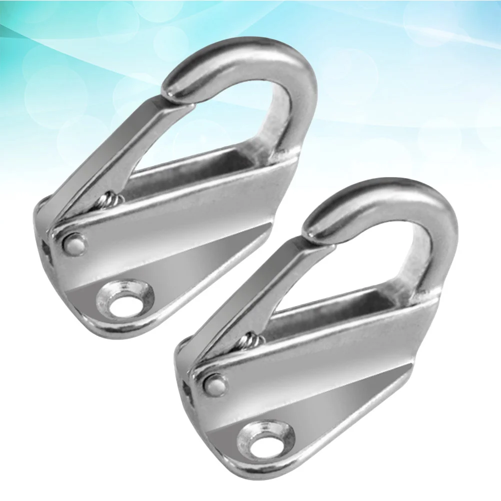 

2pcs Marine Grade Stainless Steel Spring Hook Snap Attach Rope Boat Sail Tug Ship Marine (Silver)