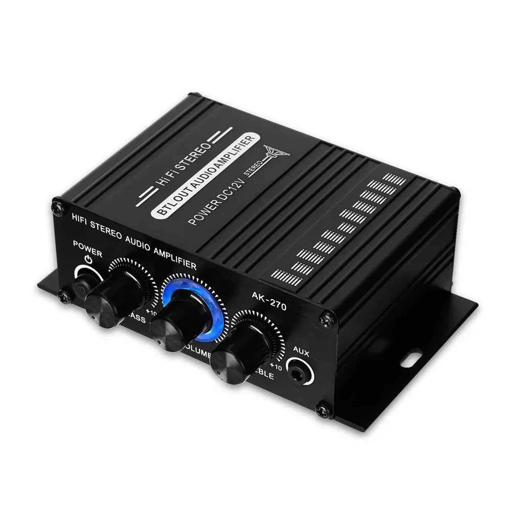 Ak270 12V Mini Home Stereo Amplificatore 20 Wx2 2 Canali Hifi Sound Power Audio Karaoke Home Car Theater Amplificatore Aux Input Speaker
