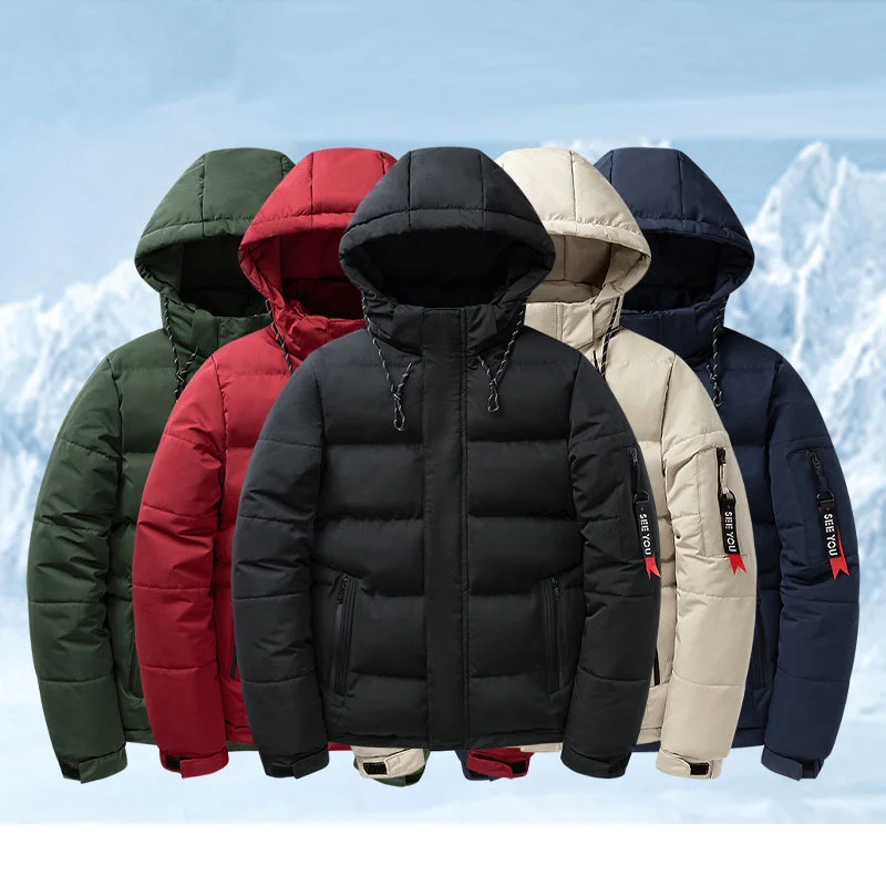 

Winter Warm Thick Parkas Coat Male Casual Black Windproof Overcoats Jacket Detachable Hooded Jacket Men Outwear Clothing