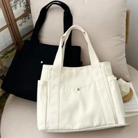 Large Capacity Canvas Tote Bags for Work Commuting Carrying Bag College Style Student Outfit Book Shoulder Bag Shopping Bag 3