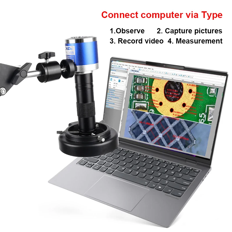 4K Digital Microscope for Electronics 48MP Type-C HDMI Camera 150X C Mount Zoom Lens with Ring Light Professional  Micro Scope 5