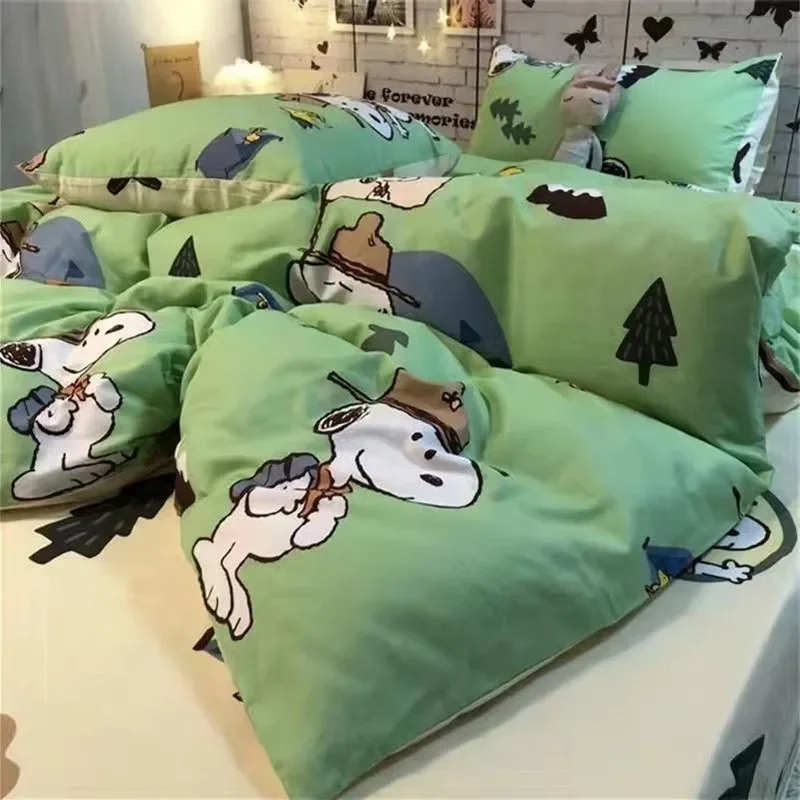 Snoopy Spring and autumn bedding set duvet cover sheet student dorm bed sheet boy bedsheet 2
