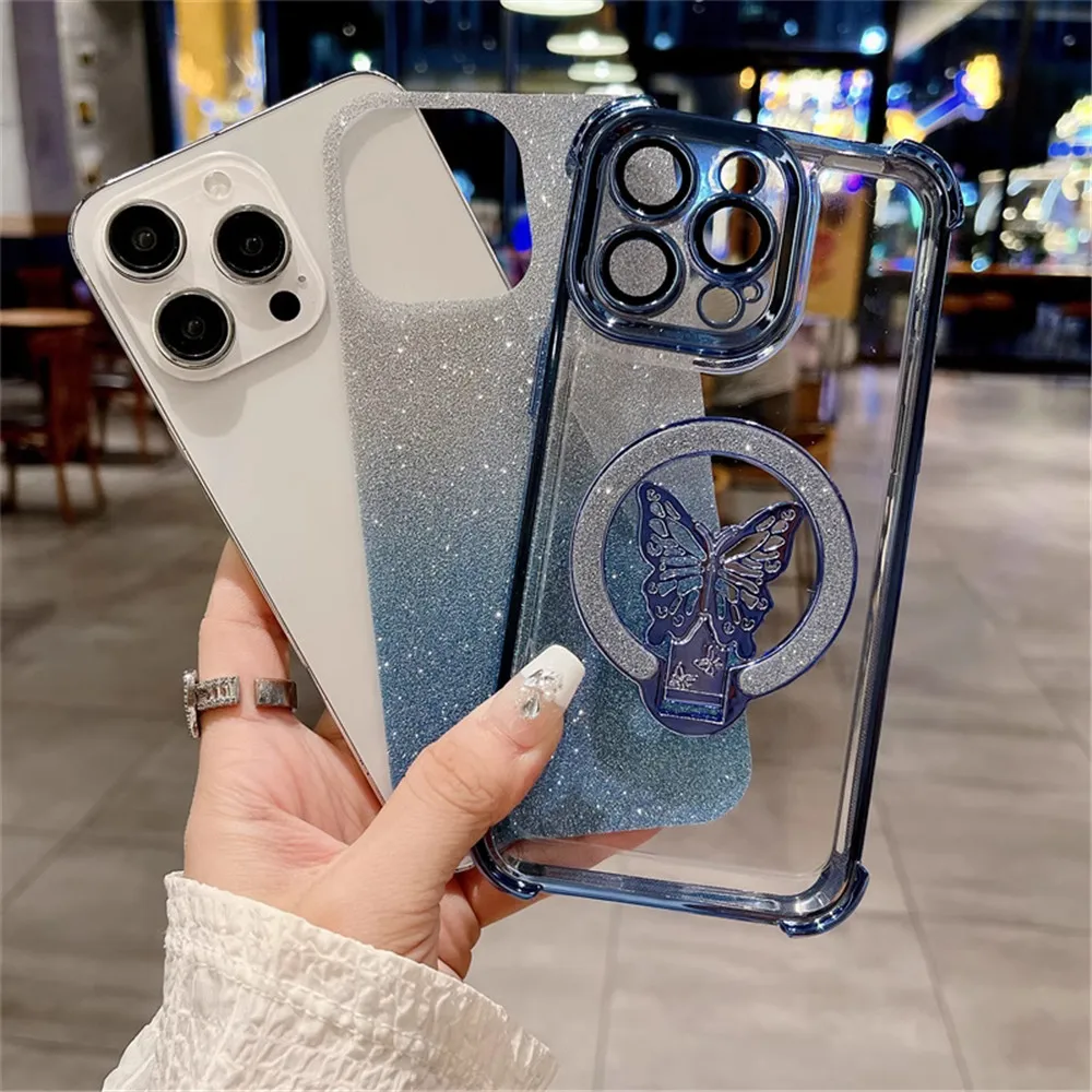 Butterfly Bracket Plating Glitter Shockproof Phone Case