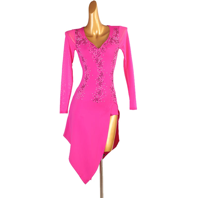 Customized Sexy Women's Latin Dance Competition Dress V neck Ballroom