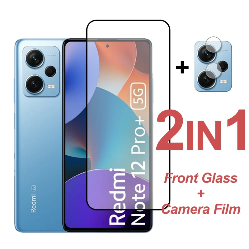 9D 2 En 1 Xiaomi Redmi Note 12 Pro 4G Cristal Templado Cubierta Completa  Protector De Pantalla Para Plus 4G 5G Película De Vidrio Y Lente De Cámara