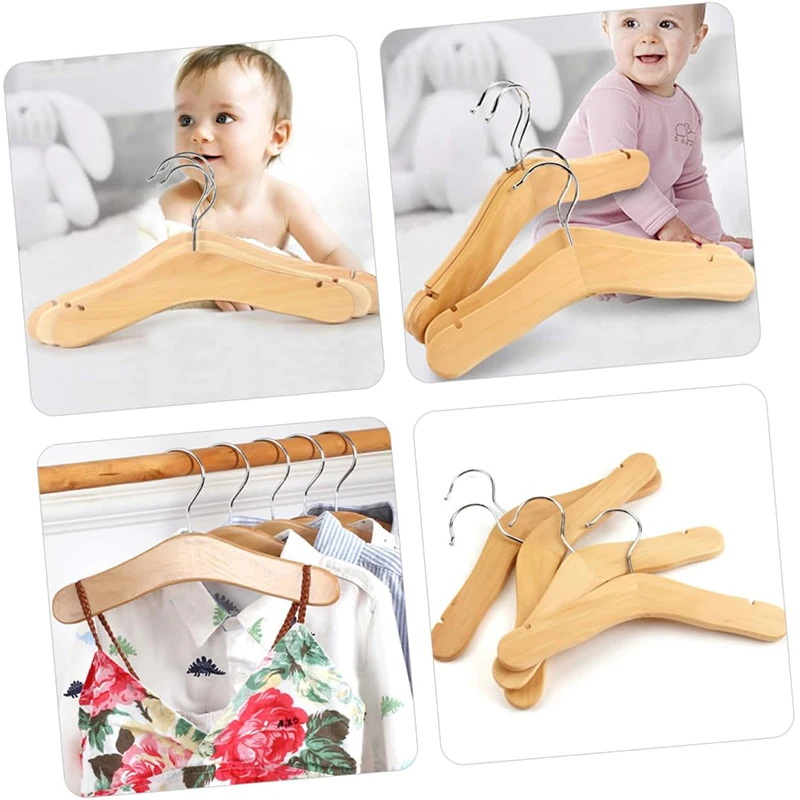Baby hangers for clothes non slip natural friendly wooden Children