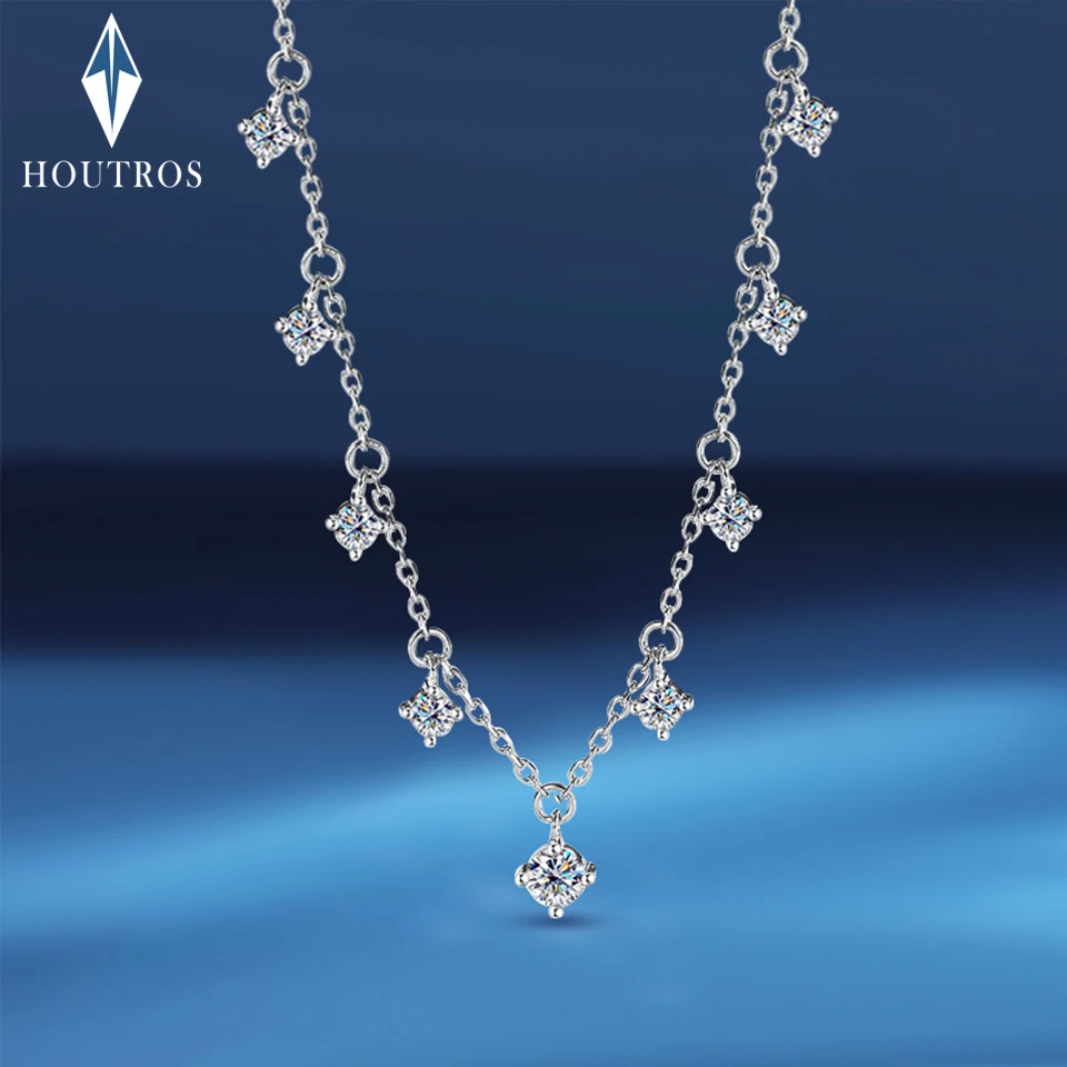 

D Color Full Moissanite Necklace for Women Sparkling Lab Diamond Necklaces 925 Sterling Silver Wedding Birthday Party Jewelry