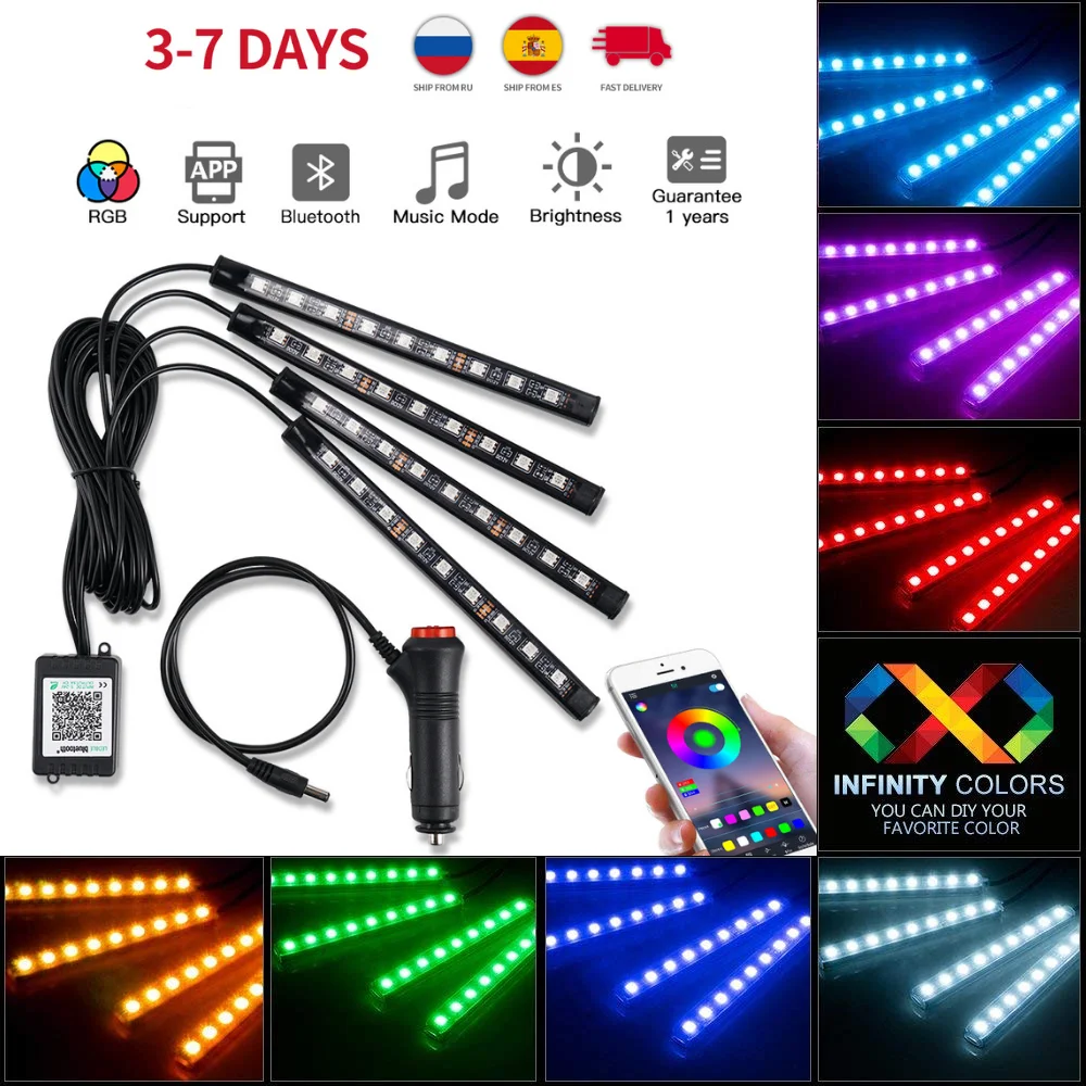 Neon Led Strips Light For Auto Rgb Car Interior Decoration Led Interior ...