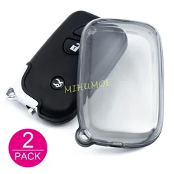 Sleek Black Transparent Car Key Fob Case Cover with Keychain Accessory (2x Key Case)