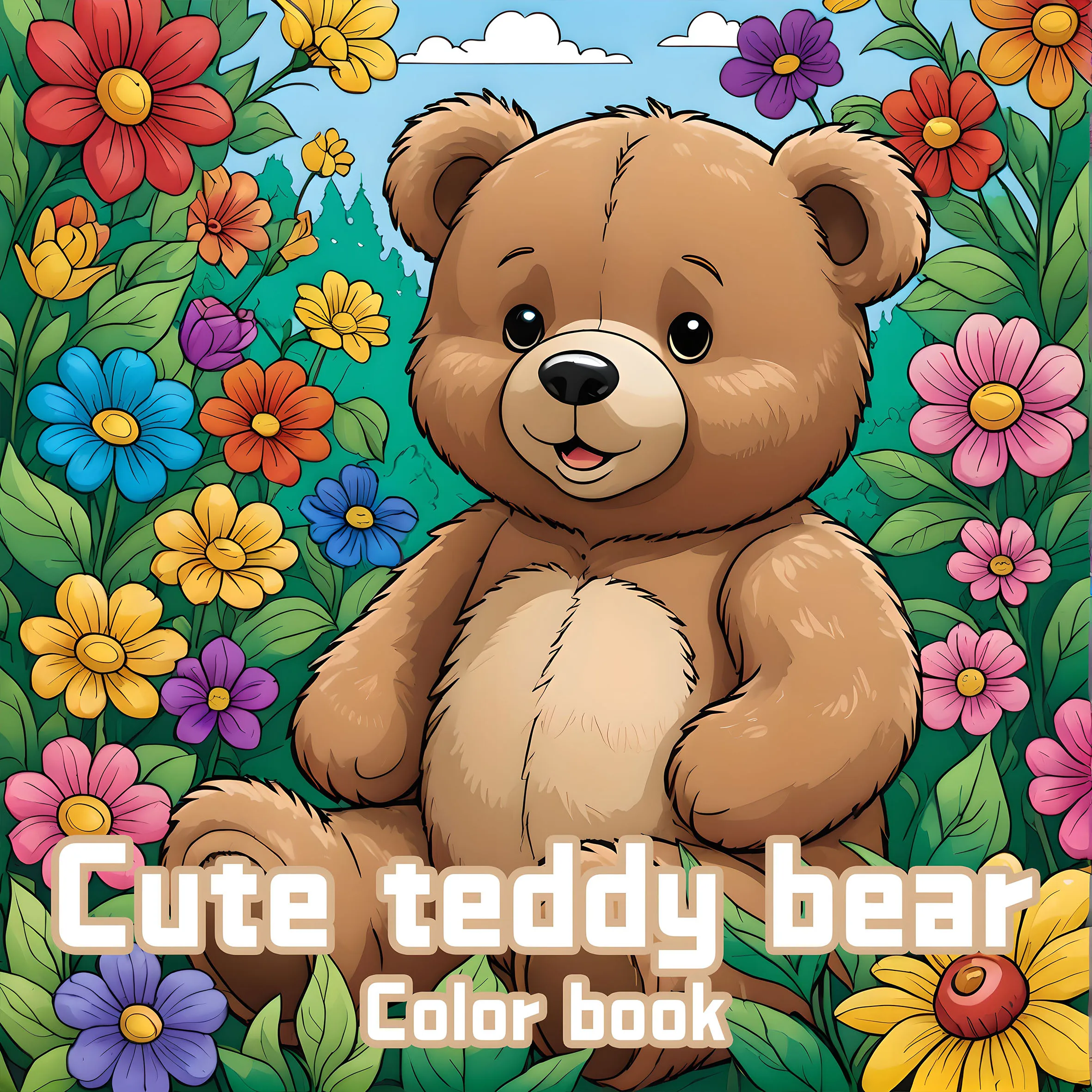 Cute Teddy Bear Color Book 26 Pages Cartoon Bear Coloring Book Relaxing Creative Artistic Coloring Journey for Teens and Adult 3