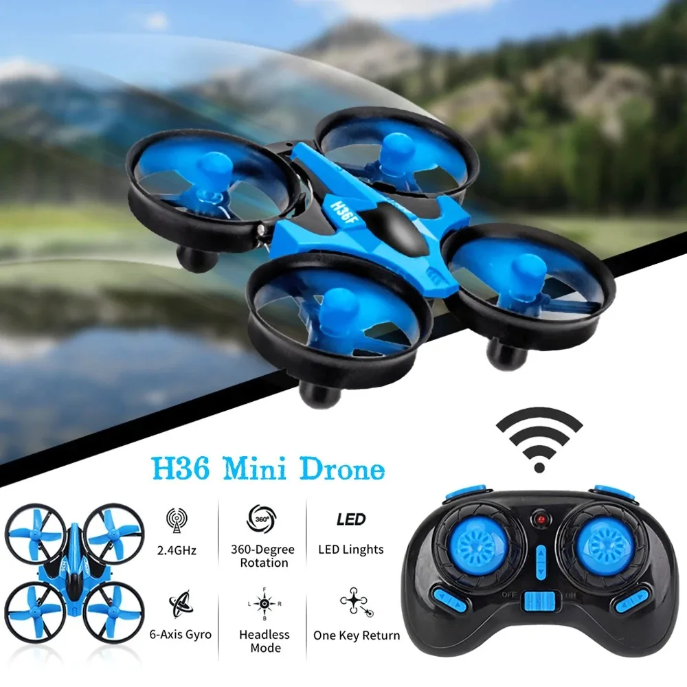 Mini drone de poche JJRC H36 avec trois options de batterie pour prolonger le vol.