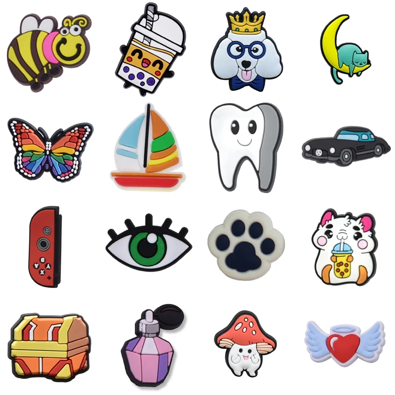 

Sales 1pcs Shoes Charms Accessories DIY Garden Sandals Buckle Decorations Fit Croc Boys Girls Men Women X-mas Party Gifts