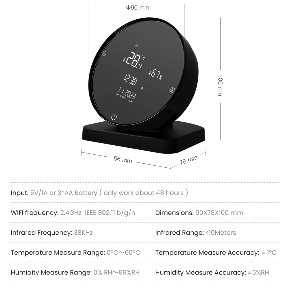 Indoor 86 size temperature humidity sensor with smart alarm