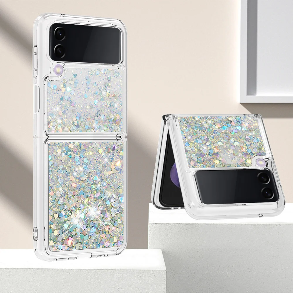 

Luxury Bling Quicksand Case For Samsung Z Flip 5 3 4 Silicone Glitter For Samsung Galaxy Z Flip 3 4 Flip3 flip4 Shockproof Cover