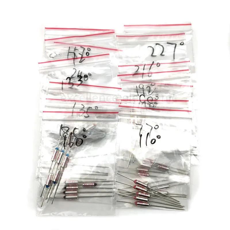 10A, 250V, 13 tipos de valores, 72C,-240C, 65pcs