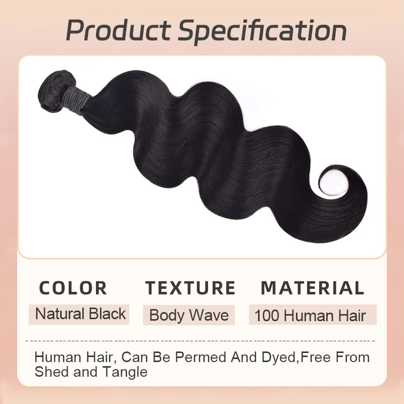 Body Wave Bundles Human Hair Extension Women Human Hair Weave Bundles Natural 12-30 Inch Frontal High-quality Can Be Permed