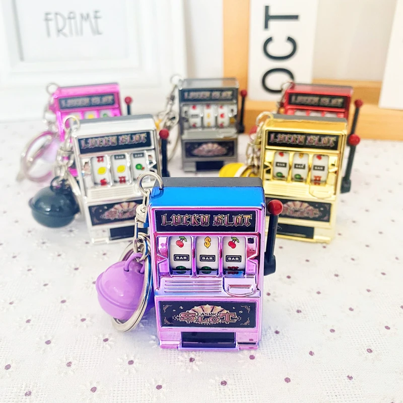 Lucky Jackpot Mini Fruit Slot Machine arcade Birthday Keychain Gift Educational Toy Coin Operated Games Gambling Machine 1pc