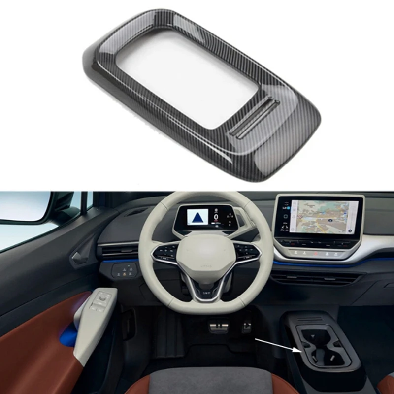 

Car Center Console Water Cup Holder Cover Trim Stickers For VW ID.4 ID.4 2021-2023 Carbon Fiber Car Interior Replacement
