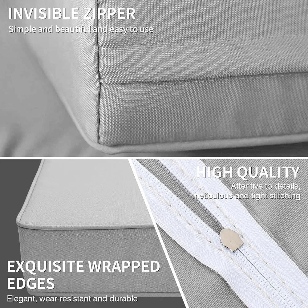 Outdoor Cushion Covers for Patio Furniture 7 Piece Set, Replacement Cushion Slipcovers Fits 6 Seater Outdoor Couch Rattan 4