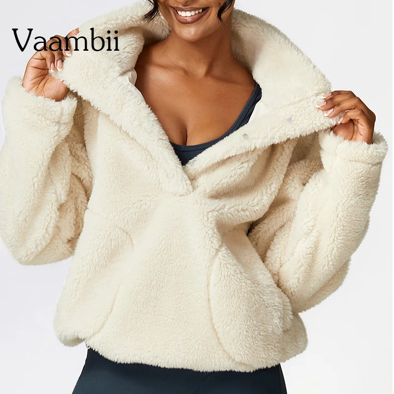 

Yoga Fitness Top Fleece Winter Coat Women Long Sleeve Dance Sports Running Clothes Loose Gym Workout Shirts Casual Workout Top