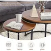 Coffee Table Nesting Side Round Set of 2 End Table Top Sturdy Metal Frame Desk Centerpiece Living Room Bedr 5