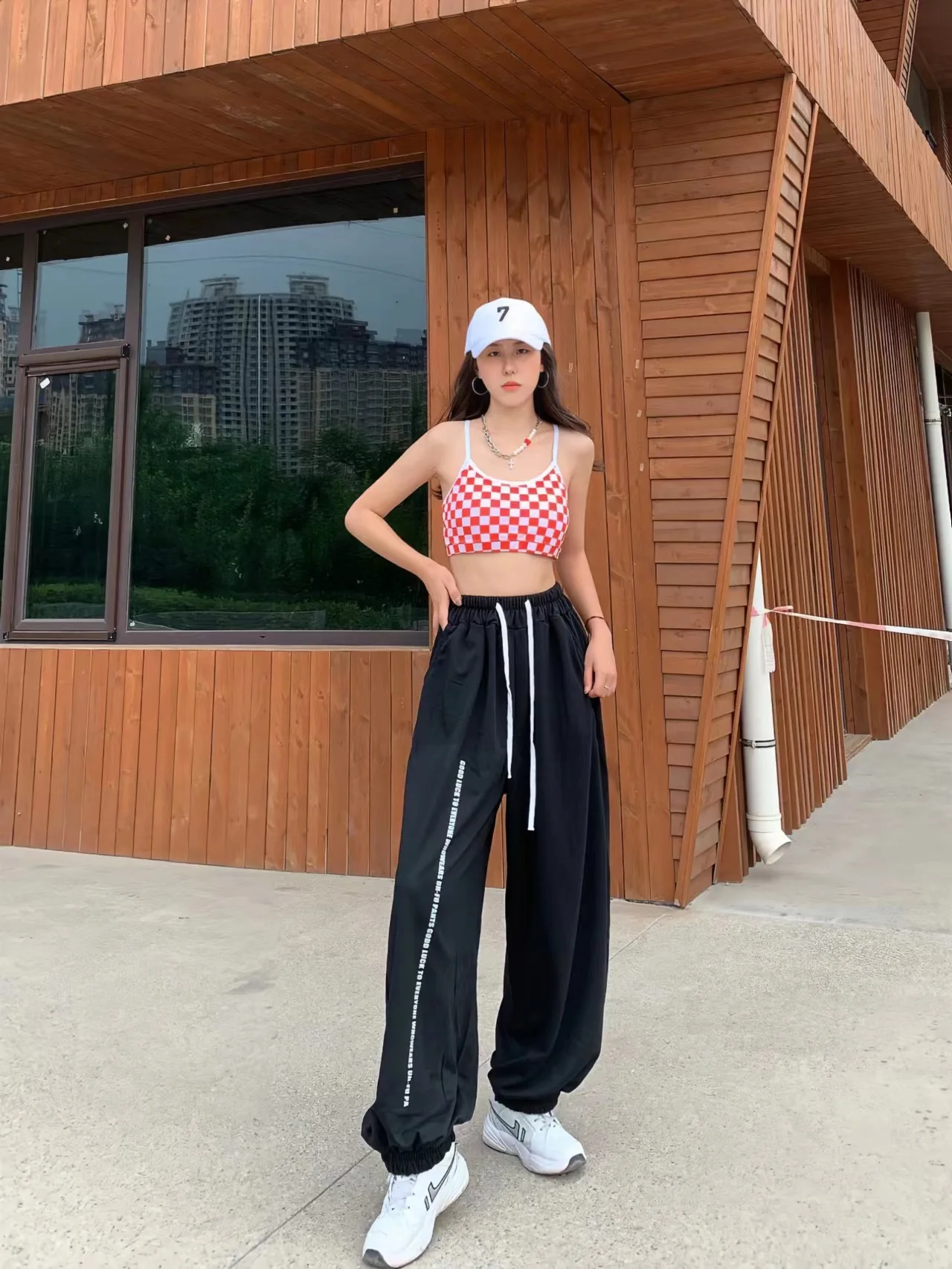 Europäische amerikanische Stil Frauen Hosen hohe Taille lässig Kordel zug Design Frau Hose neue Frühling Sommer y2k Hosen – Detail 12
