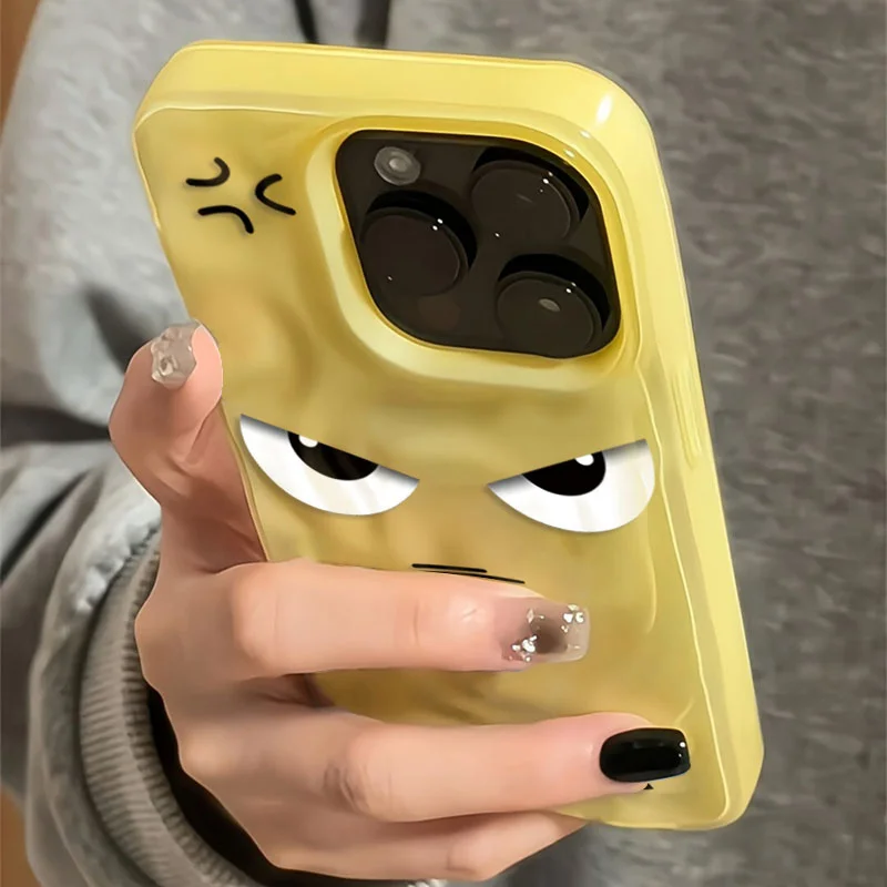 Cartoon Angry Face Texture Shockproof Silicone Phone Case