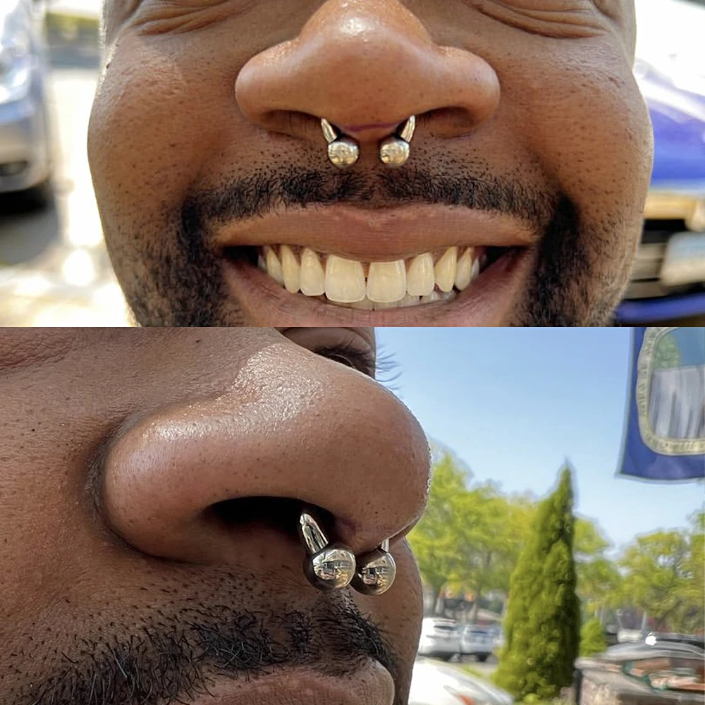 YAODCA 30Pcs 16G Setto A Ferro Di Cavallo Anelli Setto In Acciaio - Foto 2