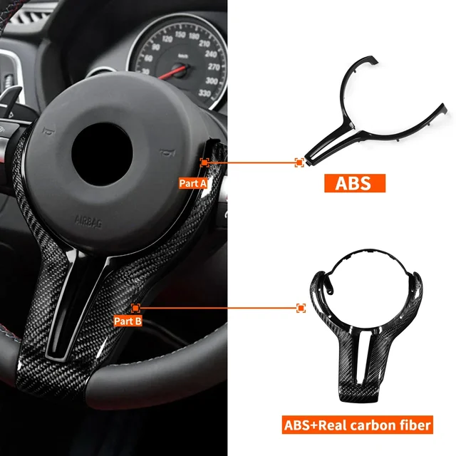 Pizgear リアルカーボンファイバーカーステアリングホイールトリム