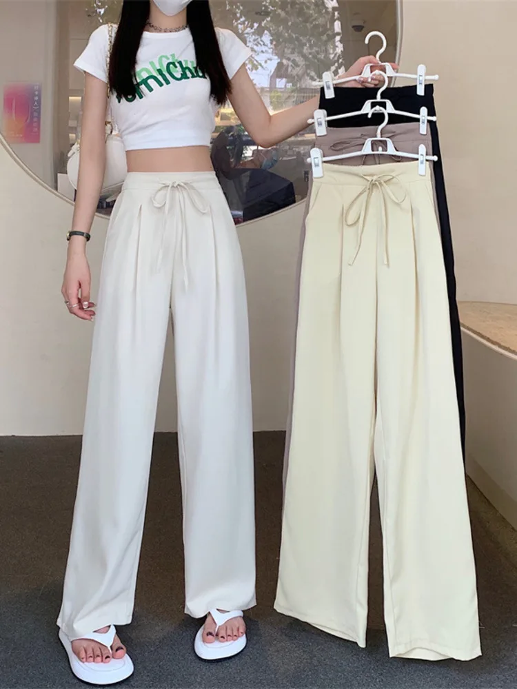 

Large Wide Leg Pants Women's High Waist Straight Casual All-match Classic Streetwear Straight-leg Pants Temperament Summer