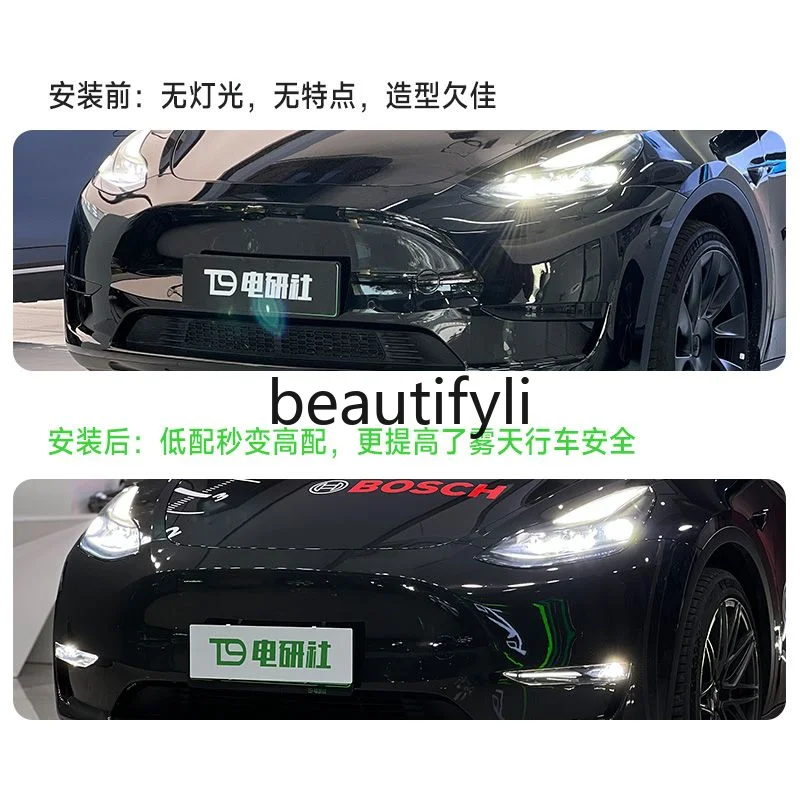 Front Fog Light Model3/y Safe Driving Lighting Multi-function LED Daytime Running Light